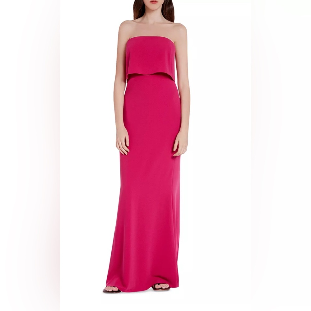 Halston Heritage Fuchsia Popover Gown Strapless‎ Gown Size 8 NWT